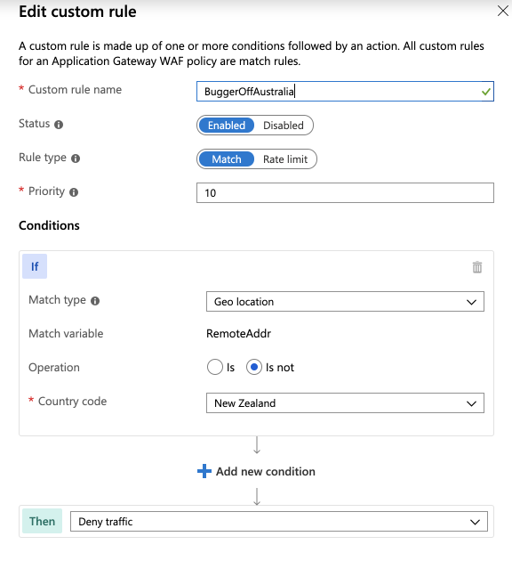 Screenshot of geo-location based filtering